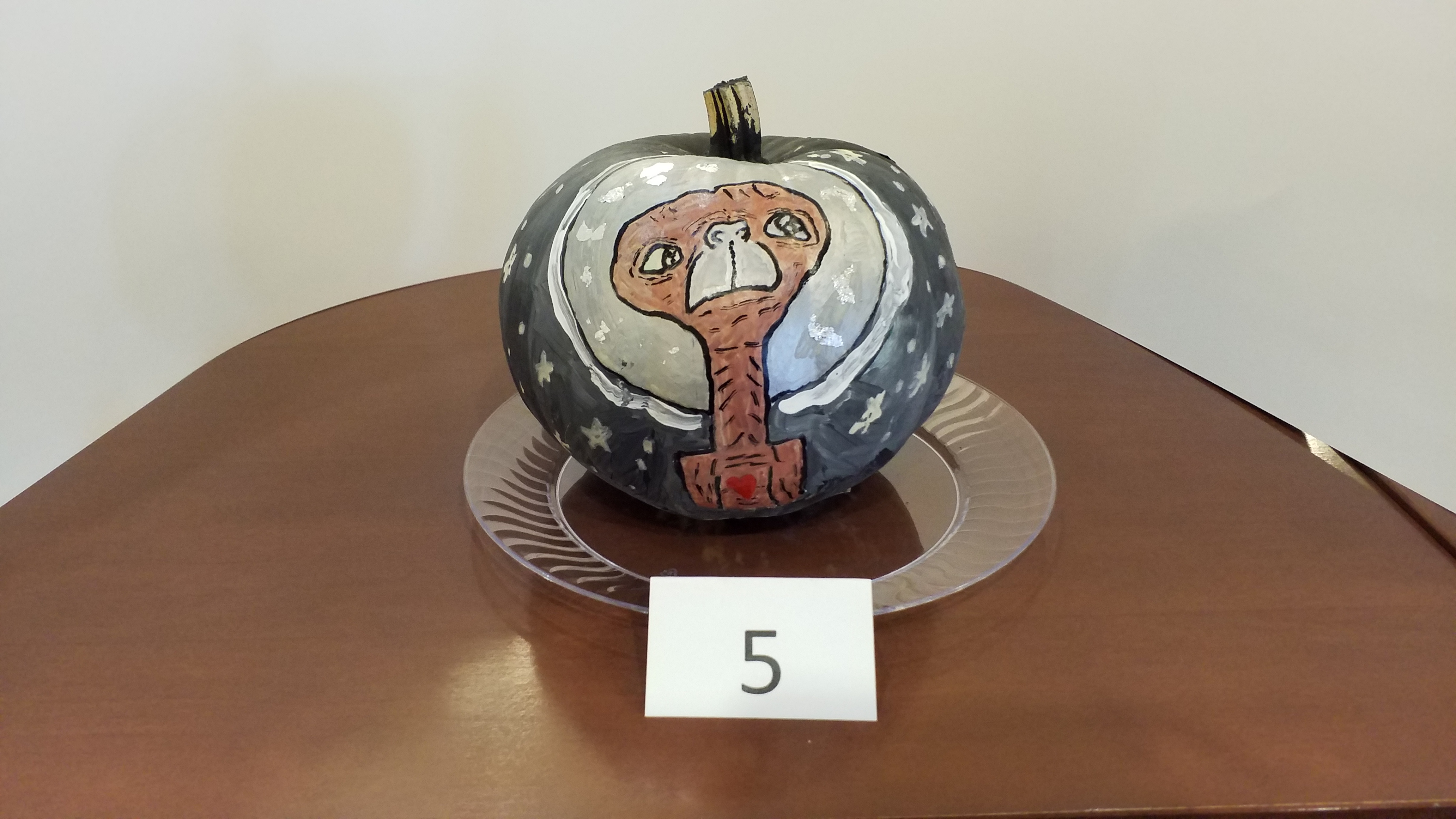 Pumpkin decorated as E.T.
