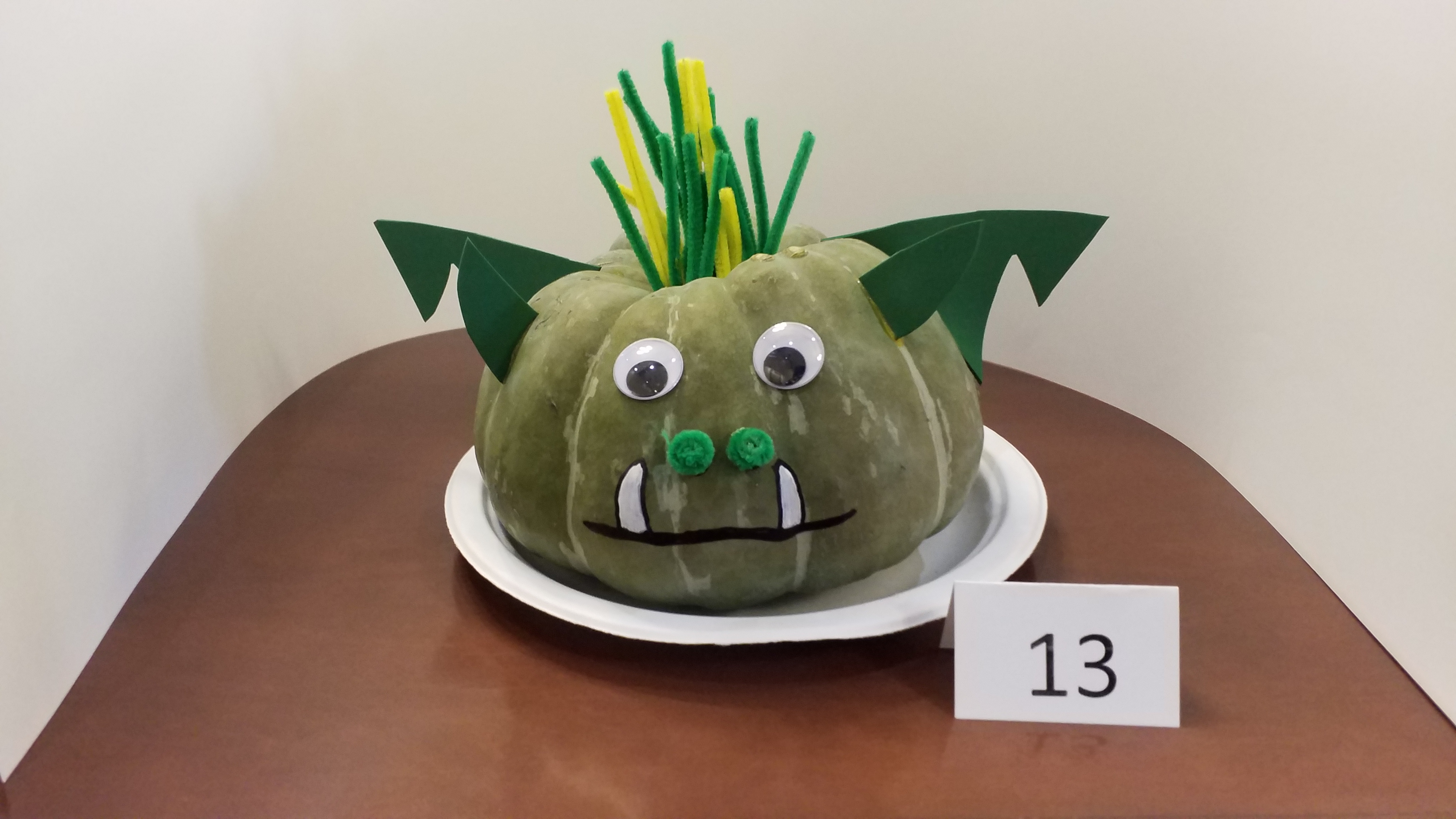 Pumpkin decorated as "Pete's Dragon"