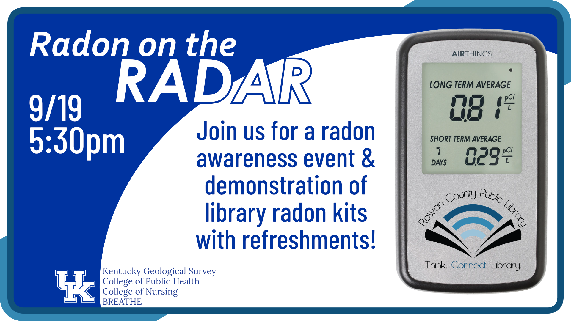Radon on the RADAR, September 19th, 5:30pm
