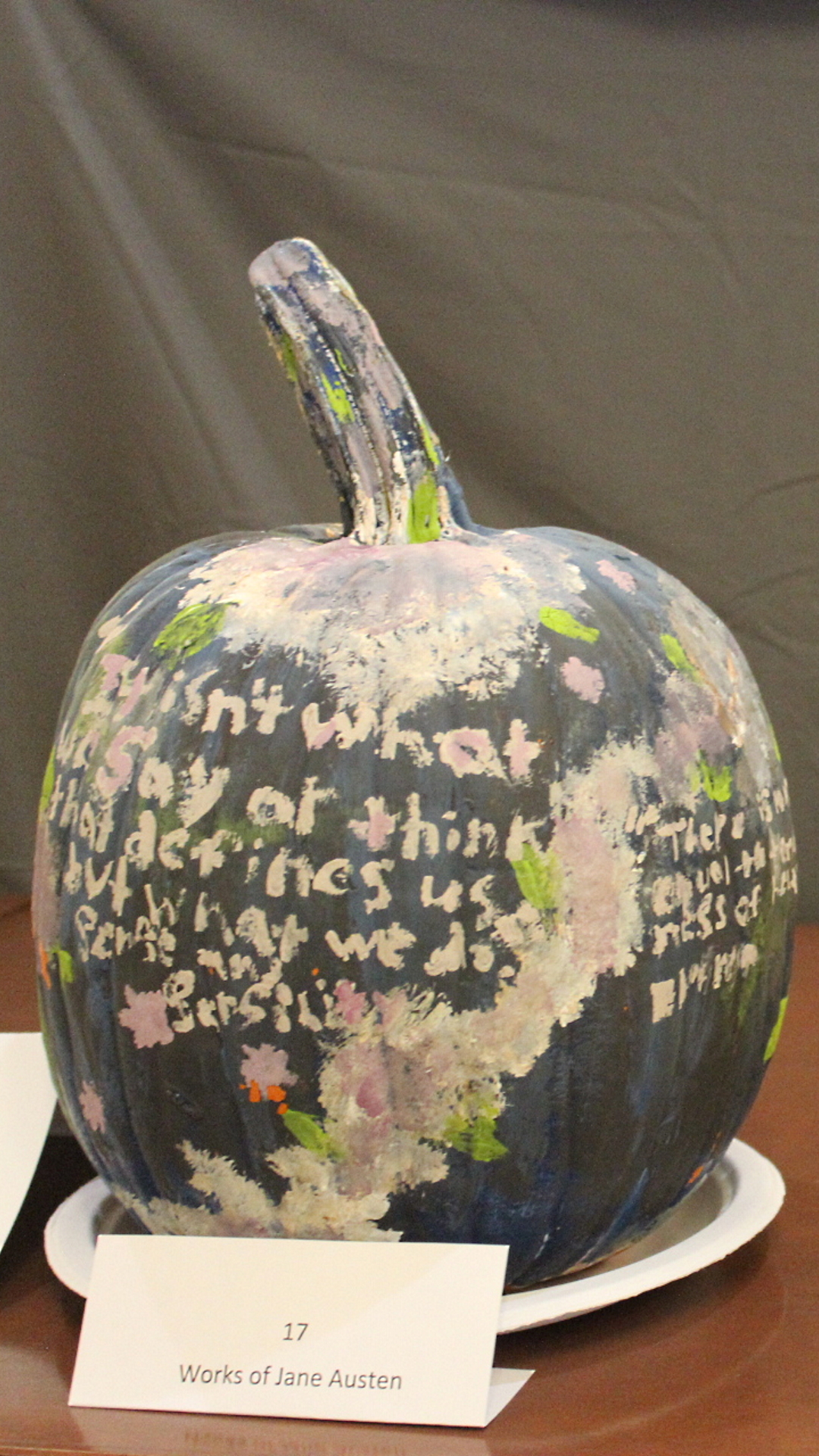 Pumpkin decorated with Jane Austen quotes