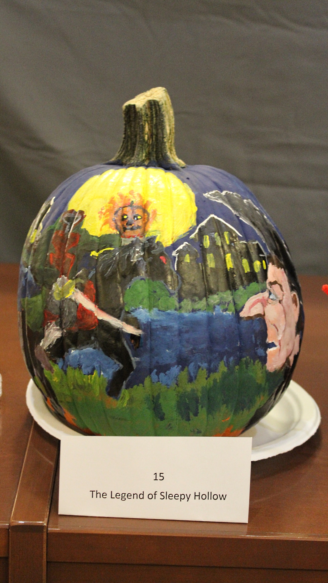 Pumpkin decorated as "The Legend of Sleepy Hollow"