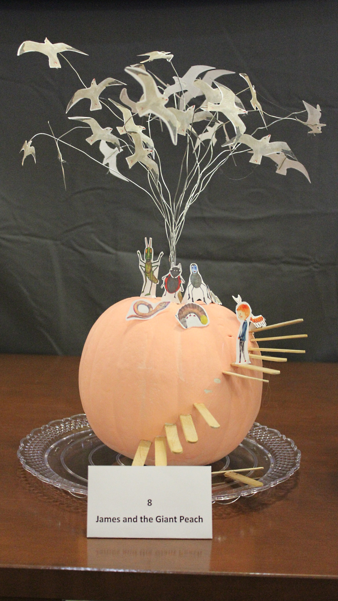 Pumpkin decorated as "James and the Giant Peach"