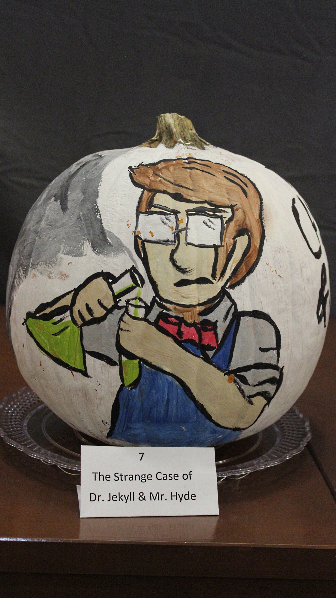 Pumpkin decorated as Dr. Jekyll