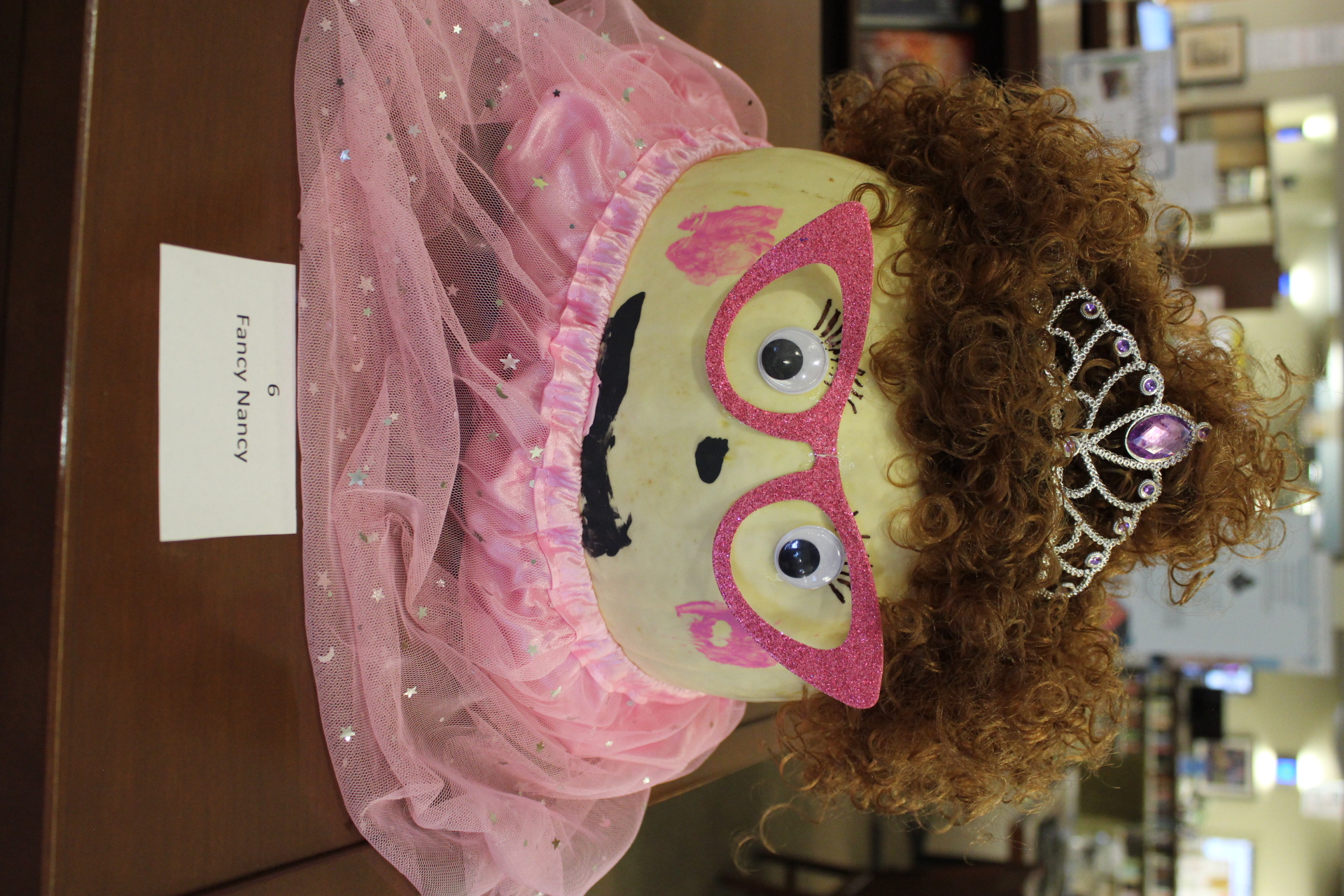Pumpkin decorated as "Fancy Nancy"