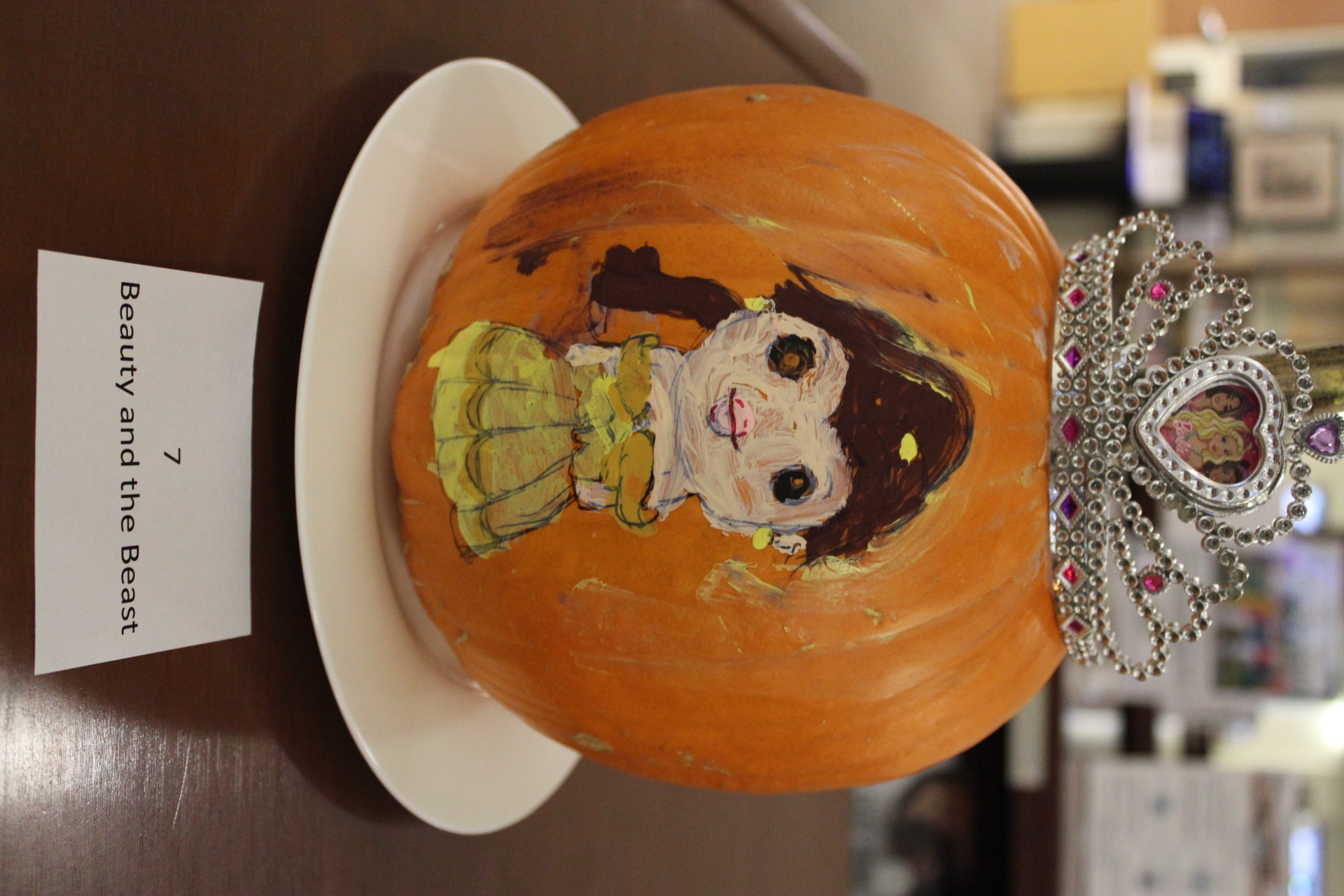 Pumpkin decorated as "Belle from Beauty and the Beast"