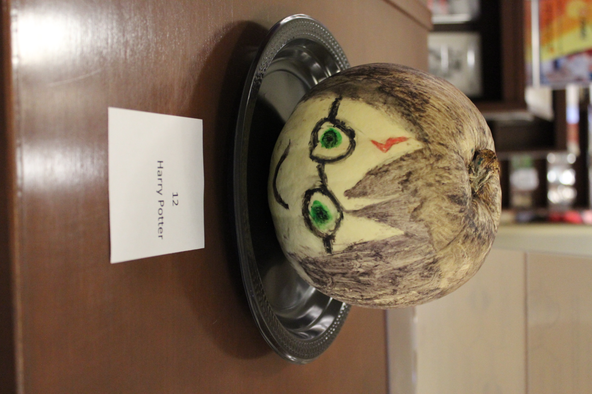 Pumpkin decorated as "Harry Potter"
