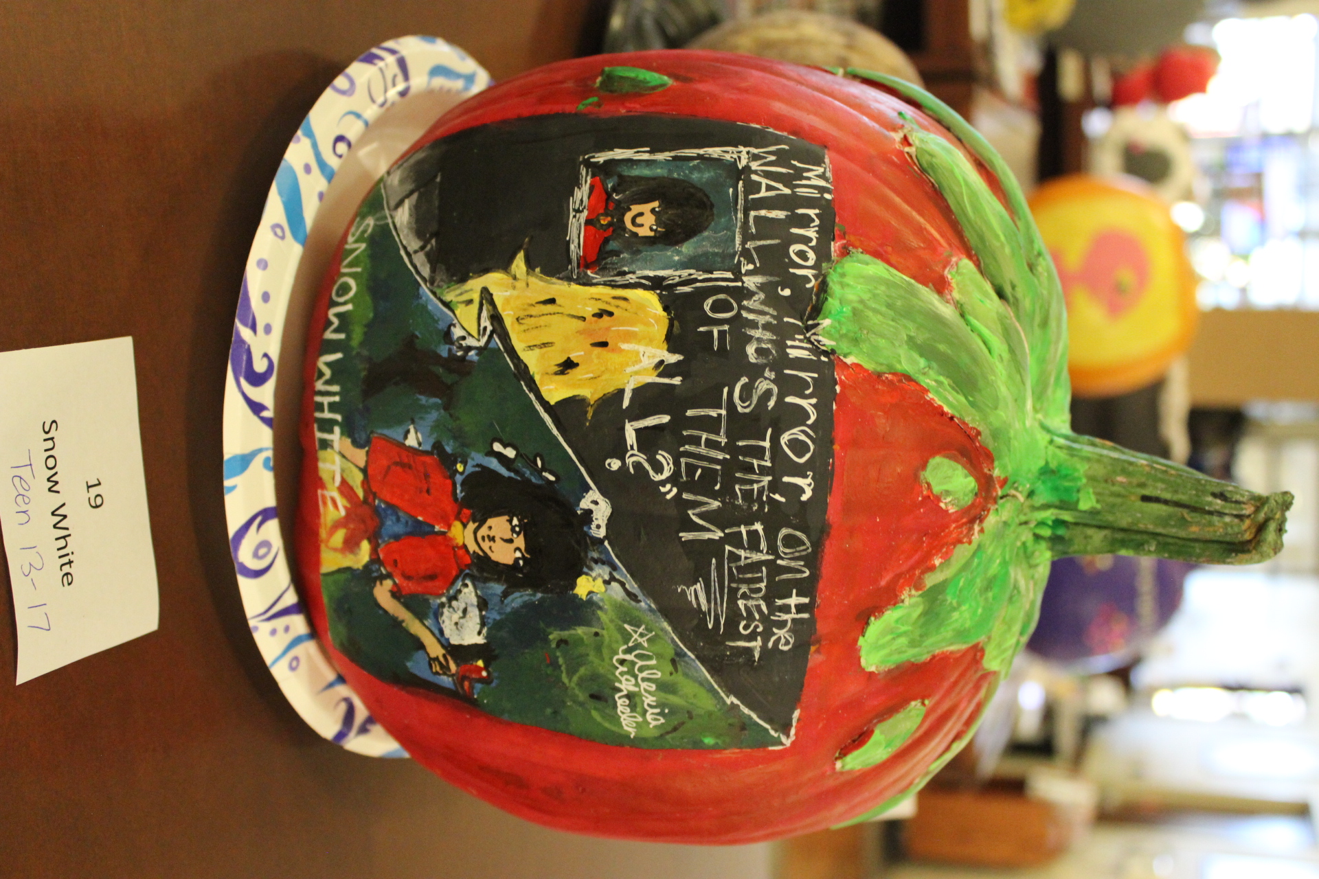 Pumpkin decorated as "Snow White"