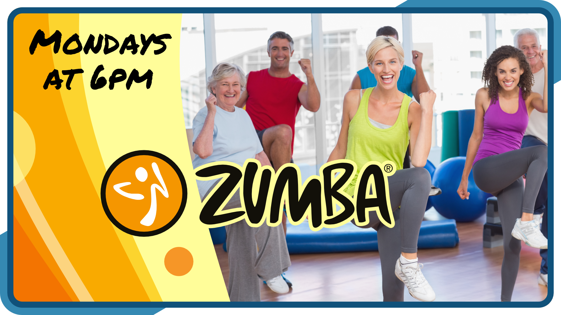 Zumba Gold, Mondays weekly at 6pm, intended for ages 18+