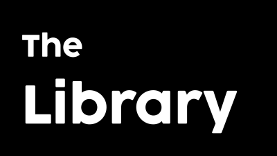 Black title card with text "The Library"