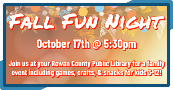 Fall Fun Night, October 17th at 5:30pm, for ages 3-12