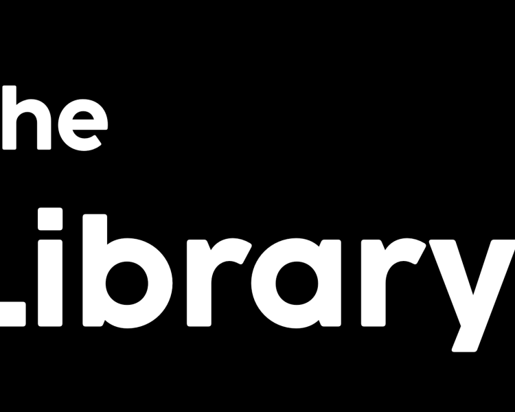 Black title card with text "The Library"