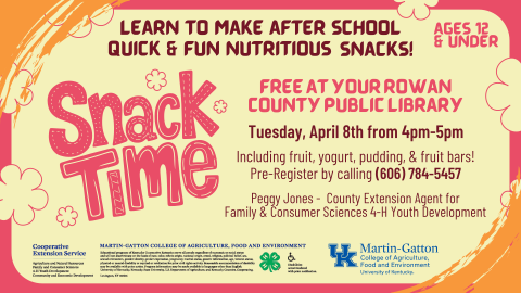 Make Your Own Snack - DIY Snack Time for Kids on april 8th from 4-5pm