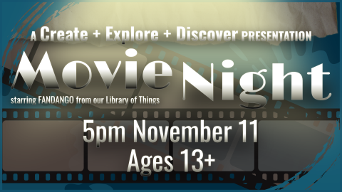 Create + Explore + Discover, third Tuesday monthly at 5pm, intended for grades 6 and up