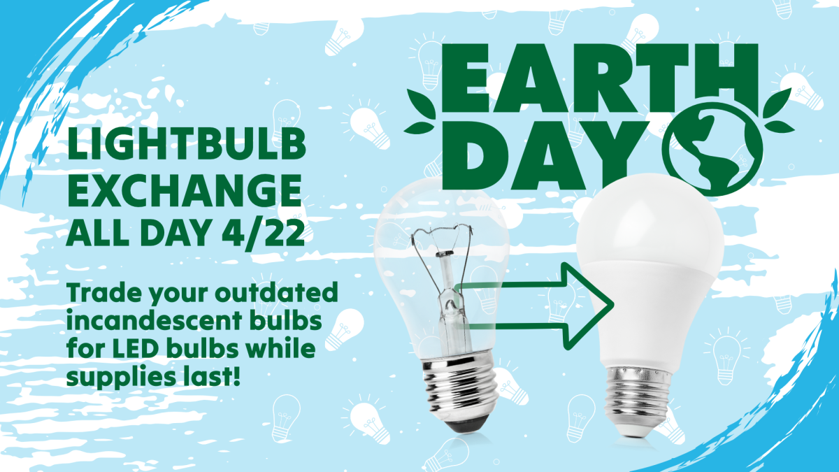 Earth Day Lightbulb Exchange, April 22, intended for all ages