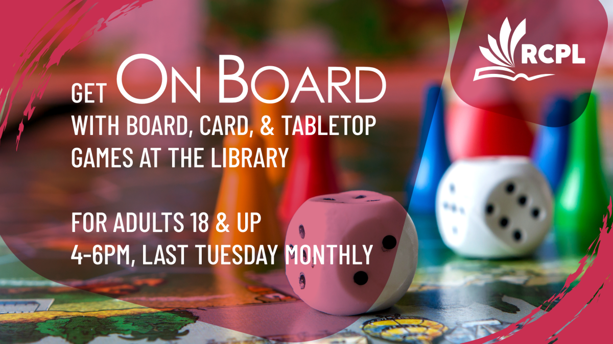 On Board, last Tuesday monthly at 4pm, intended for ages 18+