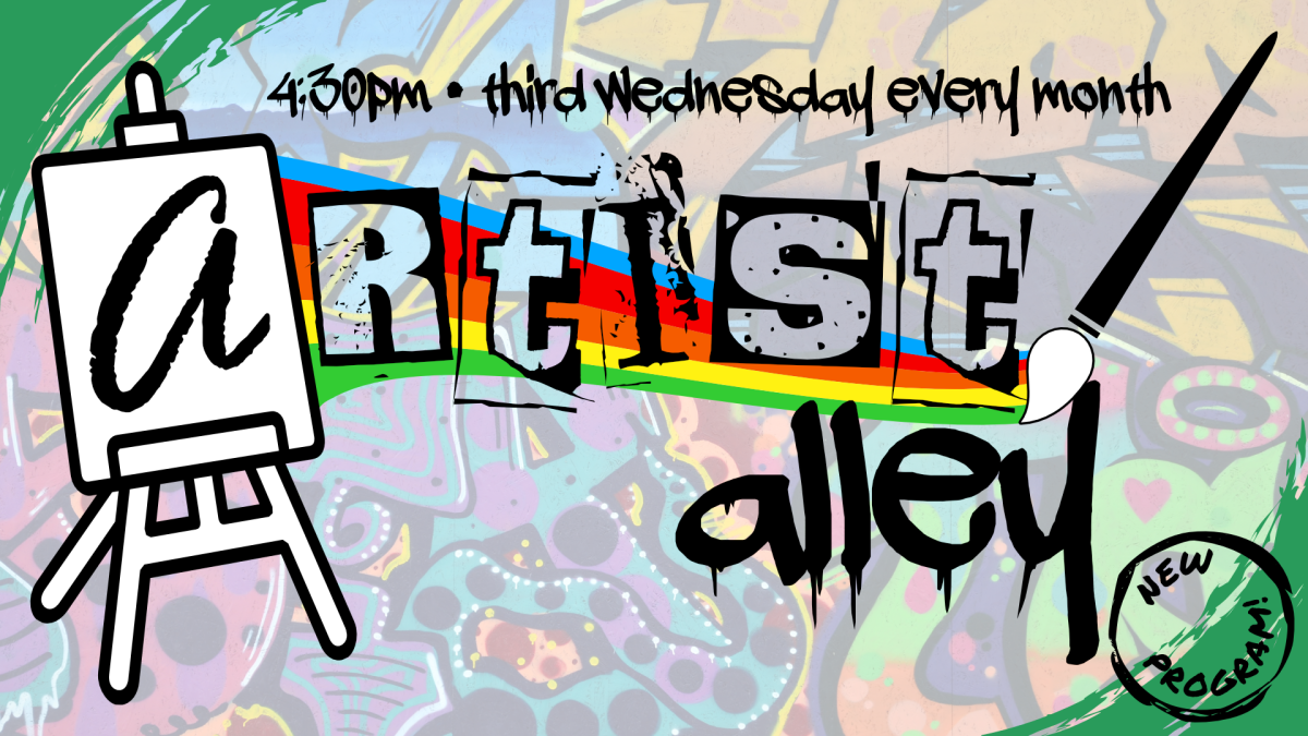 Artist alley, 4:30pm third Wednesday every month, grades 6 through 12