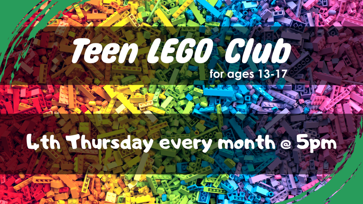 Teen LEGO club, 5pm fourth Thursday monthly, grades 6 through 12