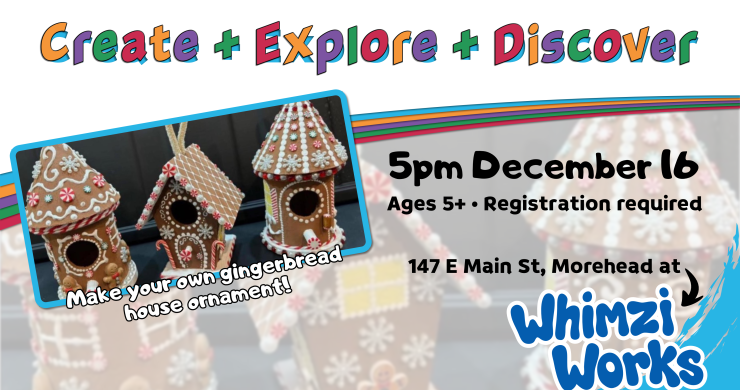 Create Explore Discover ornament craft at WhimziWorks, 5pm December 16, ages 5 and up, registration required