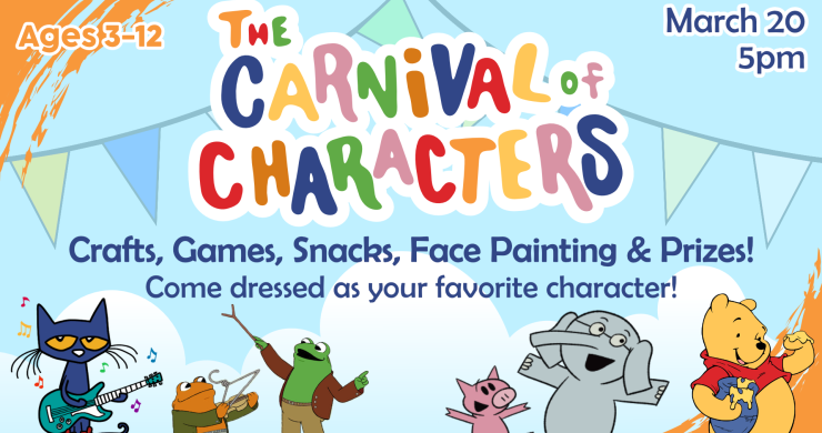 Carnival of characters, 5pm March 20, ages 3 through 12