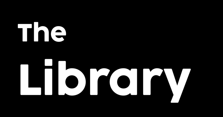 Black title card with text "The Library"